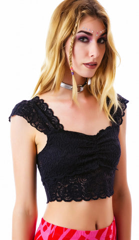 El Dorado Lace Crop Top - Black