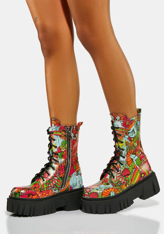 Scenic Route Combat Boots - Rainbow