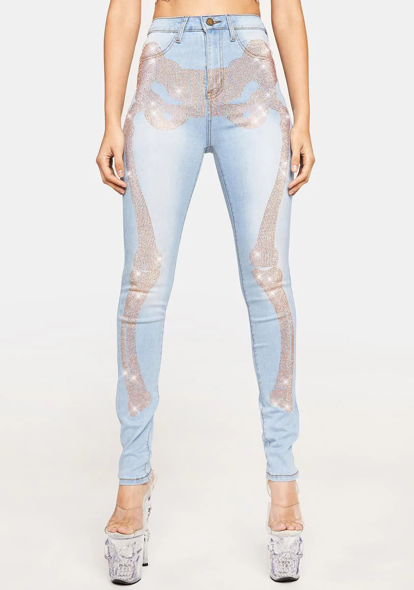 Light Bad To The Bone Studded Jeans