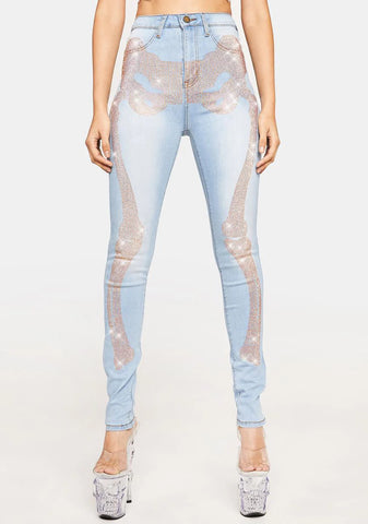 Light Bad To The Bone Studded Jeans