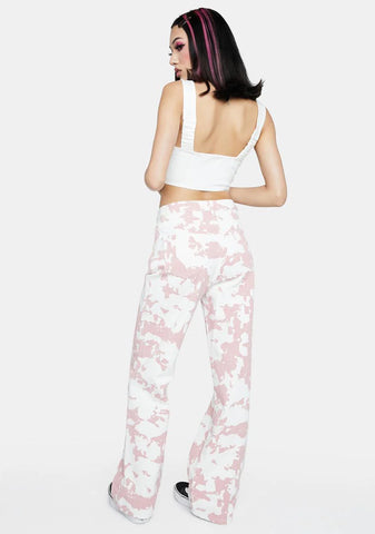 Pink & White Wide Leg Pants