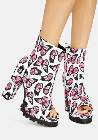 Butterfly Downtown Dive Peep Toe Heels