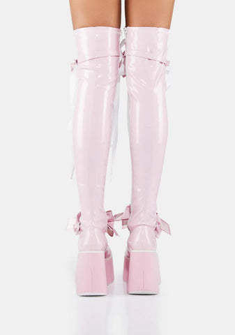 Pastel Gothic Princess Thigh High Boots