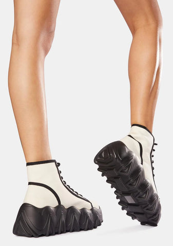 White Sneakin' Away Chunky Platform Sneakers