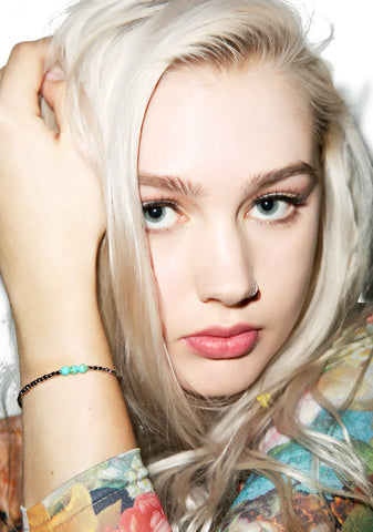 Triple Turquoise Bead Silver Bracelet