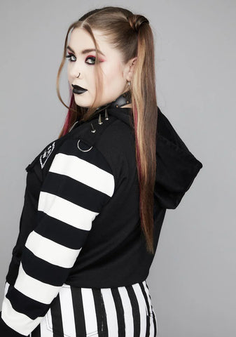 Plus Anger Mismanagement Striped Hoodie