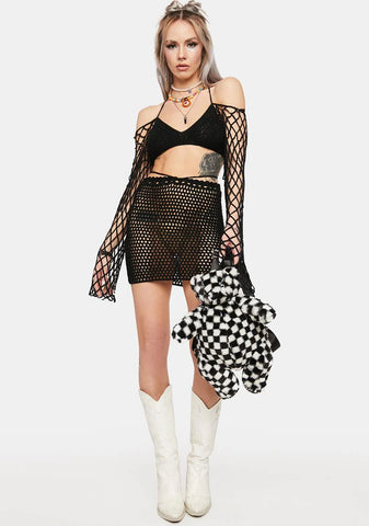 Noir Day In The Sun Crochet Skirt Set