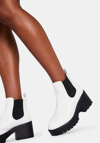 White Kai Chunky Chelsea Boots