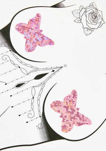 Pink Butterfly Shattered Glass Disco Ball Pasties