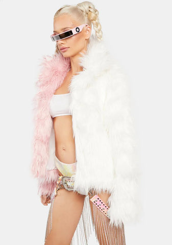 Blush Balancing Act Faux Fur Jacket