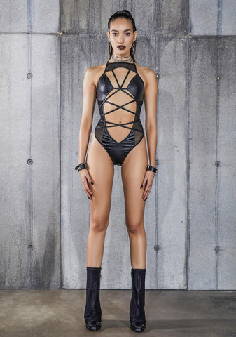 Snare Strappy Mesh Wrap Tie Bodysuit
