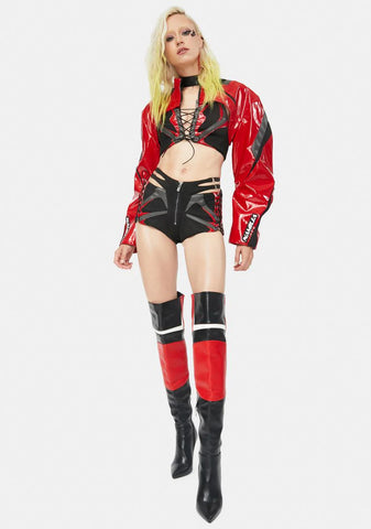 Red Patent Sneaker Neckholder Top