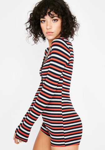 Outta Time Striped Romper