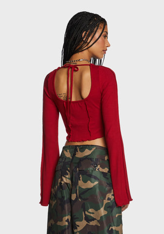 Journal Entries Long Sleeve Top - Red