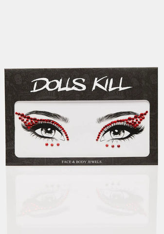 Red Winged Rhinestone Face Gems