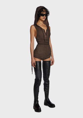 Echo Ribbed Hooded Romper