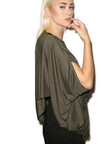 Empire Cowl Neck Tank - Dark Green