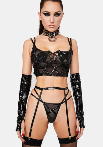 Enticing Vinyl Mesh 3-Piece Set