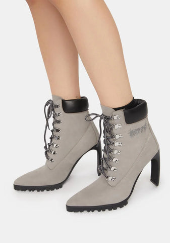 Snare Suede Pointed Toe Heeled Work Boots