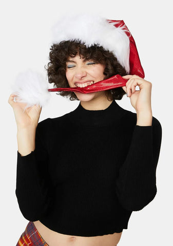 Red Metallic Santa Hat