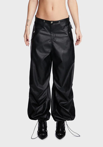 Rebel Faux Leather Cargo Pants