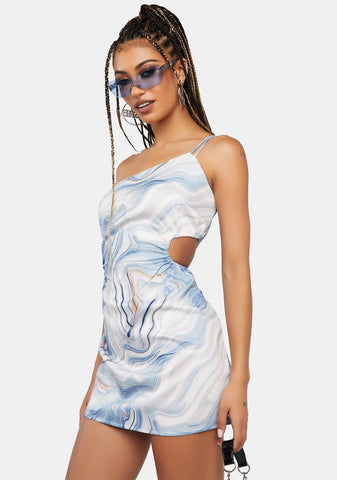 Blue Abstract Swirl Mini Dress