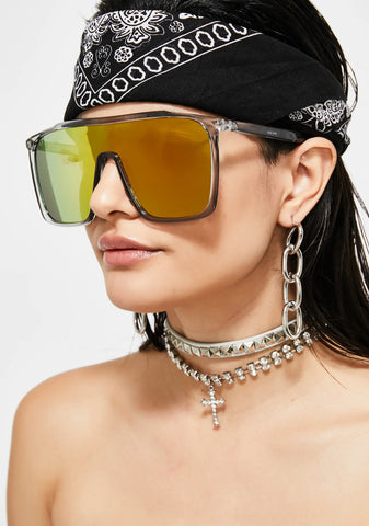 Bodak Futuristic Drip Mirrored Sunglasses