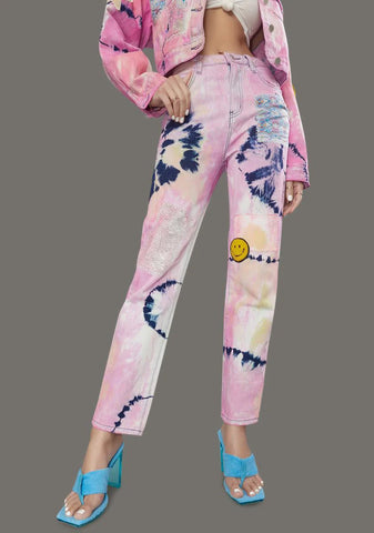 Twisted Rhythm Patched Tie Dye Jeans