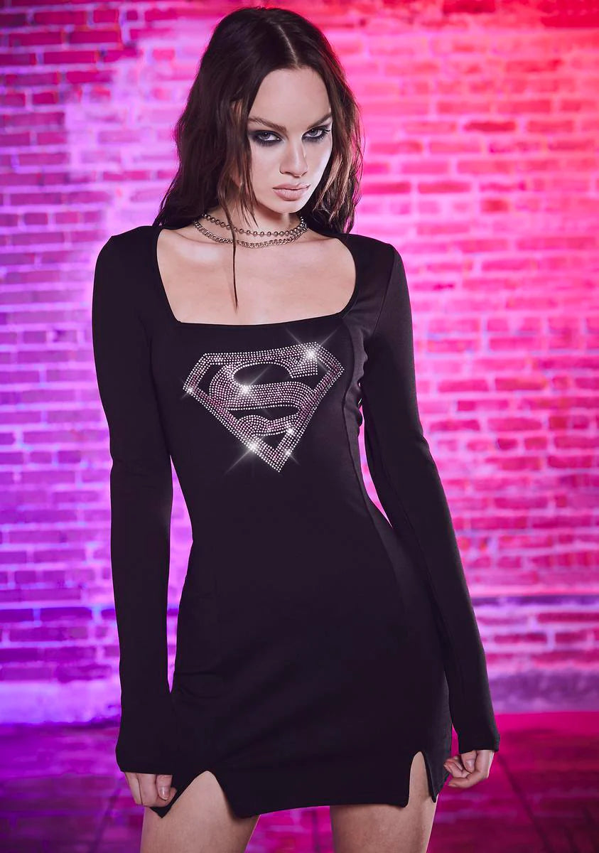 My Kryptonite Rhinestone Mini Dress