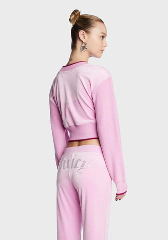 Too Juicy To Care Velour Cropped Sweater