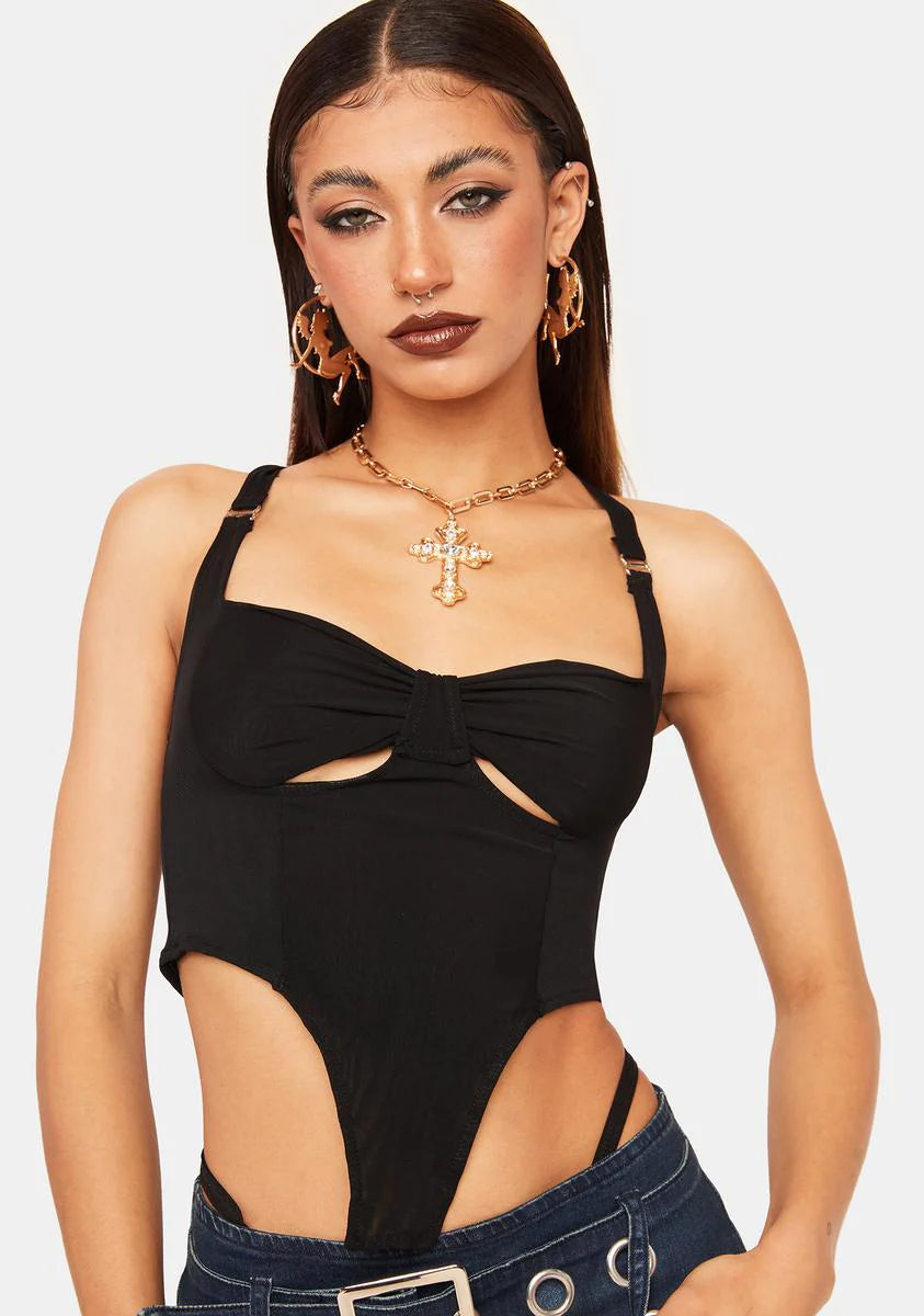 Black Cropped Cami Bustier Top