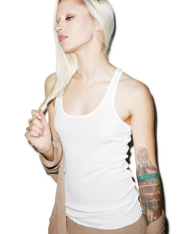 Jen Ribbed Tank Top - White