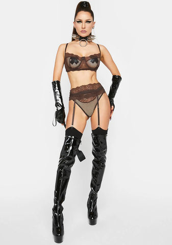 Natural Glow Fishnet Lingerie Set