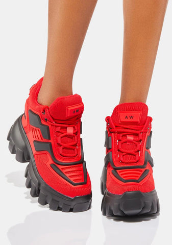 Red Psycho Candy Platform Sneakers
