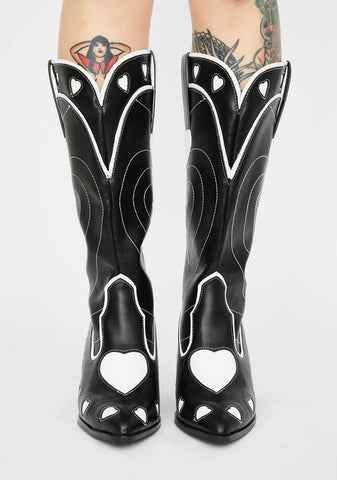 White Heart Space Cowgirl Boots