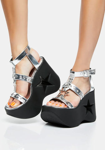 Silver Dynamite-12 Platform Sandals