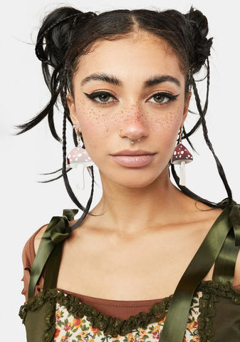 In Toadstools We Trust Mushroom Earrings