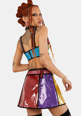 Rainbow Runner Glitter Mini Skirt