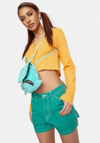 Green High Rise Carpenter Shorts