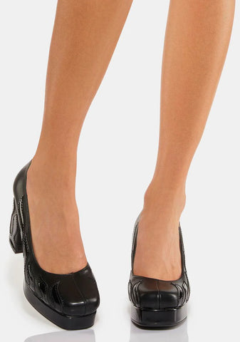 Black Changed Block Heels