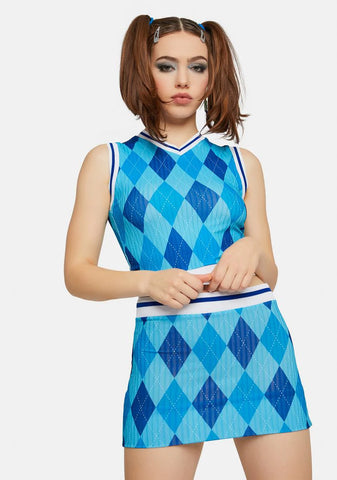 Argyle Rib Mini Skirt