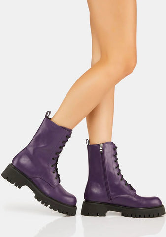 Purple Anchor Combat Boots