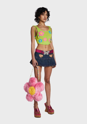 Heart Hollow Out Denim Skirt