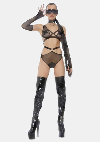 Jada Strappy Fishnet Teddy