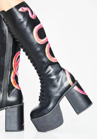 Black Mamba Knee High Boots