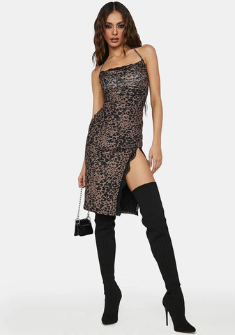 Winner Winner Leopard Print Midi Dress