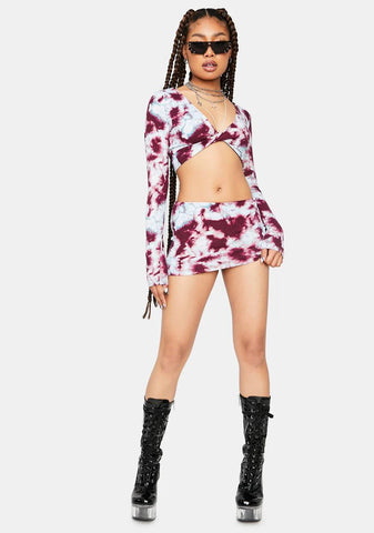Wine Posh Pleasures Tie Dye Mini Skirt Set