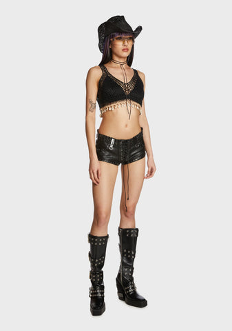 Unstoppable Beauty Crochet Top - Black
