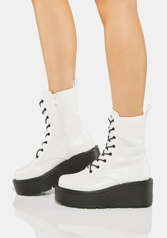 White Talos Platform Combat Boots