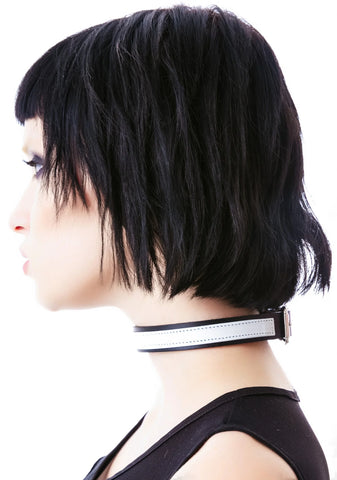 Strap Tease Leather Choker - Purple